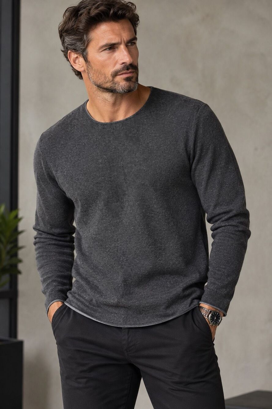 Selected Homme Indigo Gray Wool Blend Knit Sweater European Style Size L NOTES